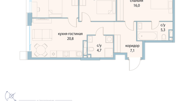 3-к. квартира, 77 м²