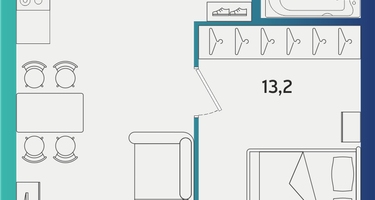 1-к. квартира, 42&nbsp;м²