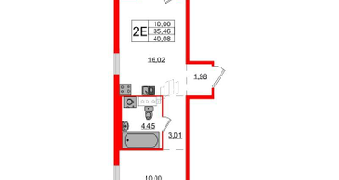 1-к. квартира, 40&nbsp;м²