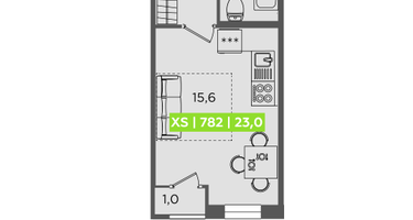 Студия, 23&nbsp;м²