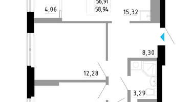 2-к. квартира, 56&nbsp;м²