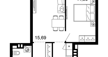 2-к. квартира, 43 м²