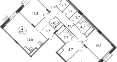 4-к. квартира, 126&nbsp;м²