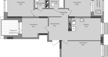 4-к. квартира, 95 м²