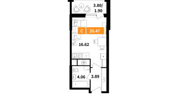Студия, 26&nbsp;м²