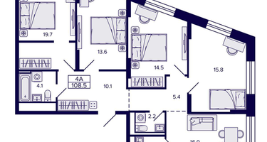 4-к. квартира, 108&nbsp;м²