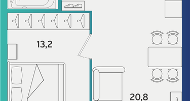 1-к. квартира, 42&nbsp;м²