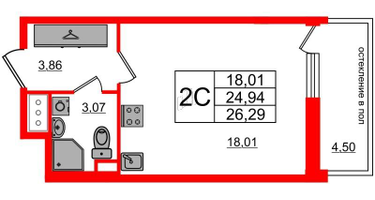 Студия, 24&nbsp;м²