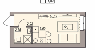 Студия, 17&nbsp;м²