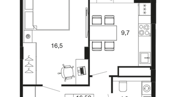1-к. квартира, 40&nbsp;м²