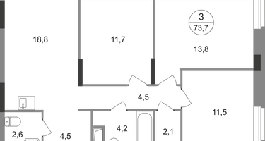 3-к. квартира, 73&nbsp;м²