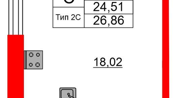 Студия, 24&nbsp;м²