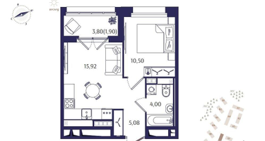 1-к. квартира, 37 м²
