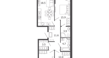 3-к. квартира, 84&nbsp;м²