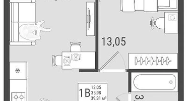 1-к. квартира, 37 м²