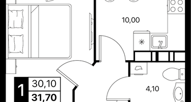 1-к. квартира, 31&nbsp;м²