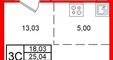 Студия, 25&nbsp;м²