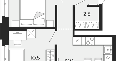 2-к. квартира, 55&nbsp;м²