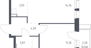 Студия, 38&nbsp;м²