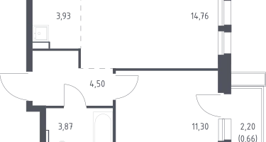 Студия, 39&nbsp;м²