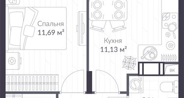 1-к. квартира, 33&nbsp;м²