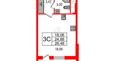 Студия, 24&nbsp;м²