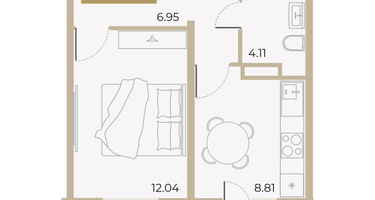 1-к. квартира, 31&nbsp;м²