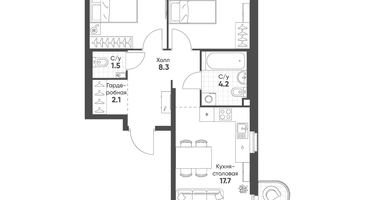 2-к. квартира, 59&nbsp;м²