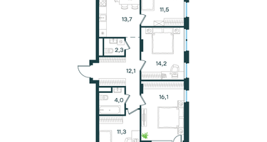 4-к. квартира, 86&nbsp;м²