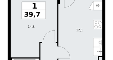 1-к. квартира, 39 м²