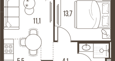 2-к. квартира, 38&nbsp;м²