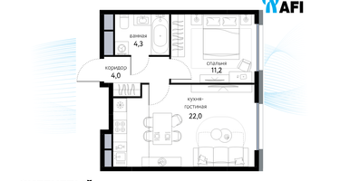 2-к. квартира, 41 м²