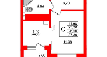 Студия, 26&nbsp;м²