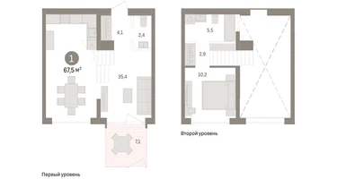 1-к. квартира, 67&nbsp;м²