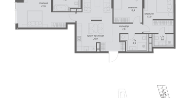 3-к. квартира, 102&nbsp;м²