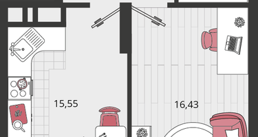 1-к. квартира, 51 м²