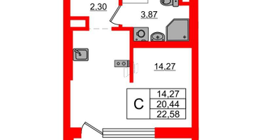 Студия, 23&nbsp;м²