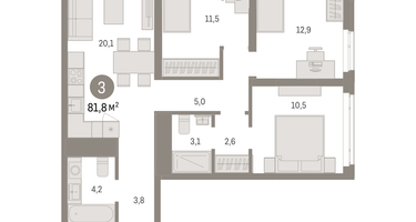 3-к. квартира, 81 м²