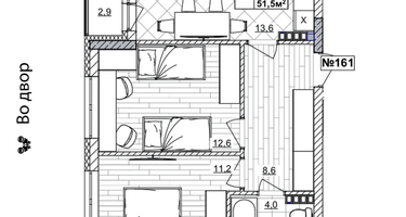 2-к. квартира, 51&nbsp;м²