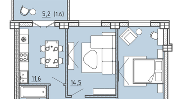 2-к. квартира, 57&nbsp;м²