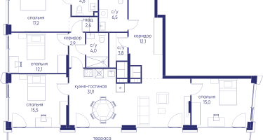 4-к. квартира, 136&nbsp;м²