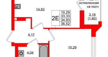 1-к. квартира, 34&nbsp;м²