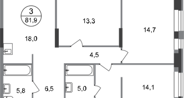 3-к. квартира, 81&nbsp;м²
