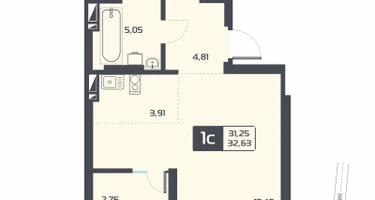 Студия, 32&nbsp;м²