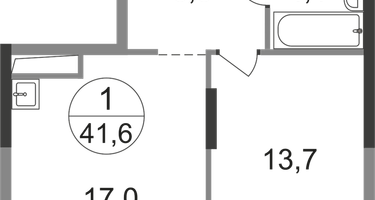 1-к. квартира, 41&nbsp;м²