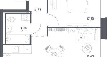 Студия, 38&nbsp;м²