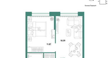 2-к. квартира, 37&nbsp;м²