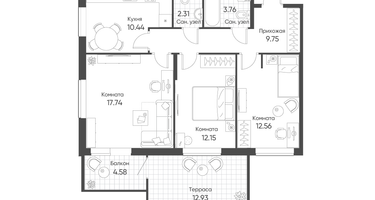 3-к. квартира, 73&nbsp;м²