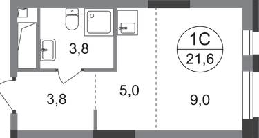 Студия, 21&nbsp;м²