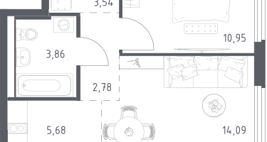 Студия, 40&nbsp;м²